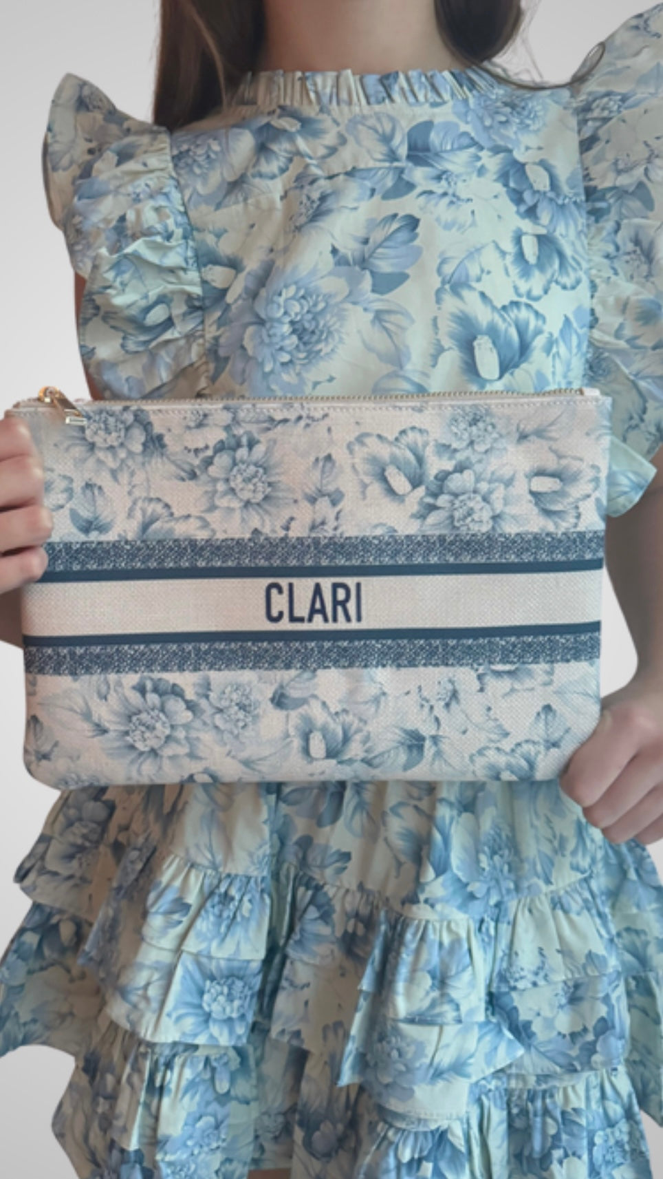 MyPlayClutch x Summer Loving blue peonies pouch