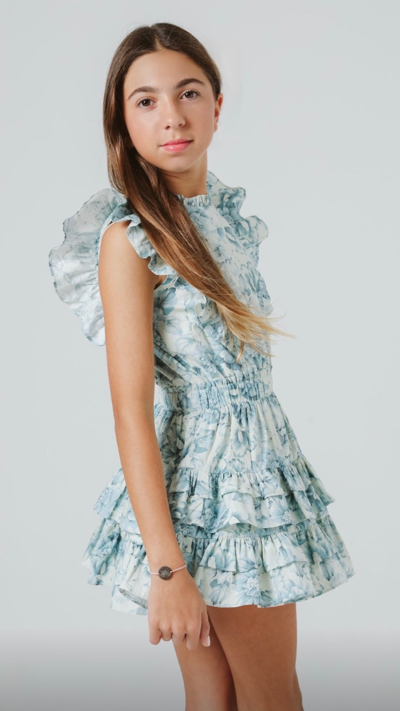 Gustavia dress in blue peonies summerLoving, girls flower dress, girls summerloving dress, girls ruffle dress 7-8 Gustavia dress in blue peonies summerLoving, girls flower dress, girls summerloving dress, girls ruffle dress 7-8