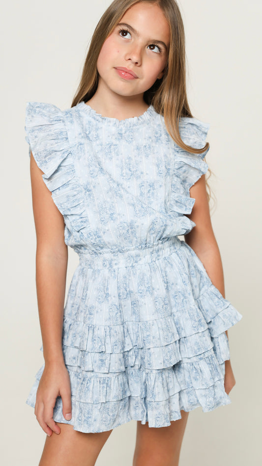 Gustavia Dress Mini Roses Blue